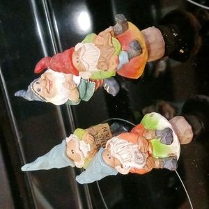 GNOMES!  VINTAGE Set of 4 Garden Mushroom Gnomes Bless This Garden